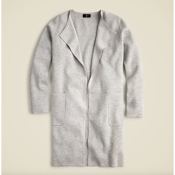 NEW J.Crew Juliette Collarless Sweater Blazer Pockets Long Gray Relaxed XXS - Picture 5 of 15